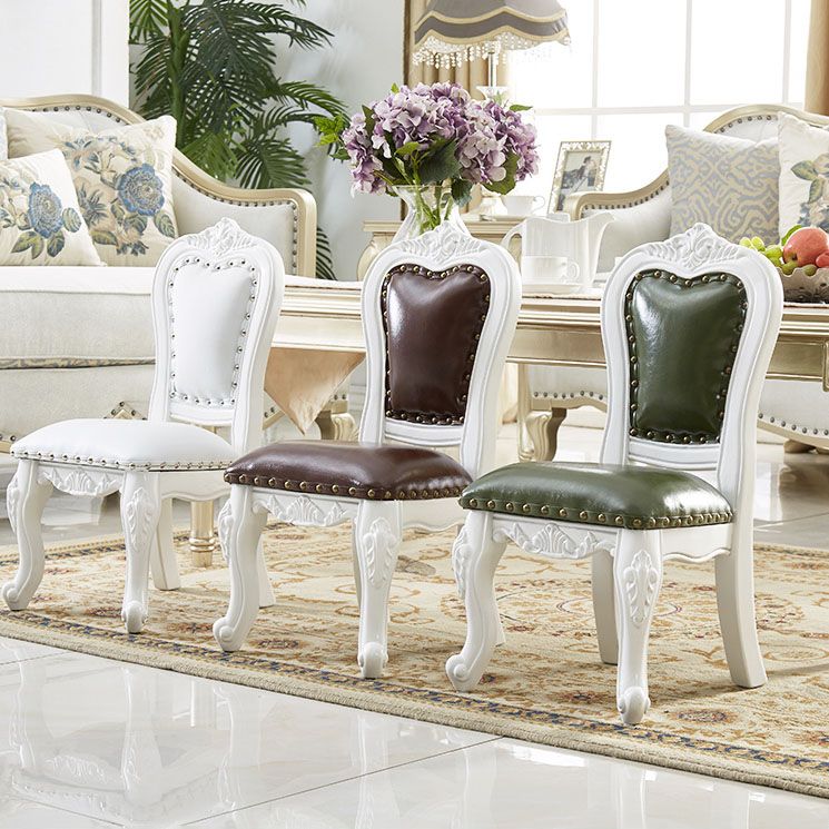 Sillas de comedor de madera de caucho estilo Victoria, juego de sillas de comedor con respaldo abierto para cocina