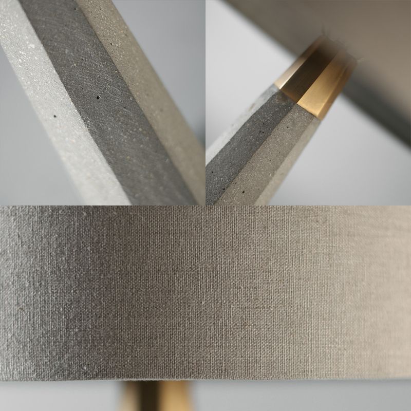 Drum Fabric Table Lighting Simple 1 Light Study Room Table Lamp with Grey Tapered Cement Base
