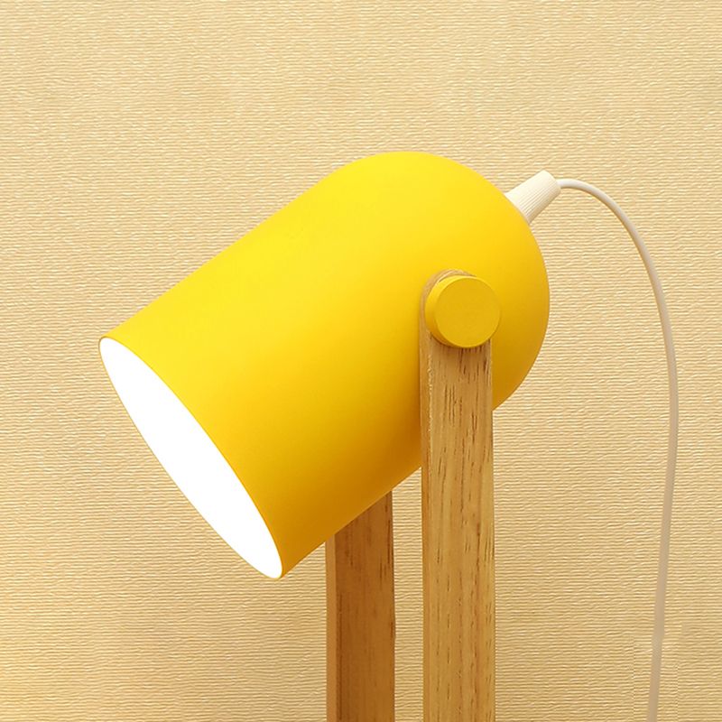 Einstellbare Kuppeltisch-Leuchte-Makkaron-Metall-1-Licht-Holzstudienlampe mit Stifthalter