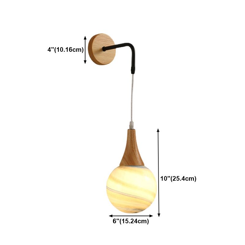 Modern Style Ball Sconce Light Fixtures Wood 1 Light Wall Mounted Lighting