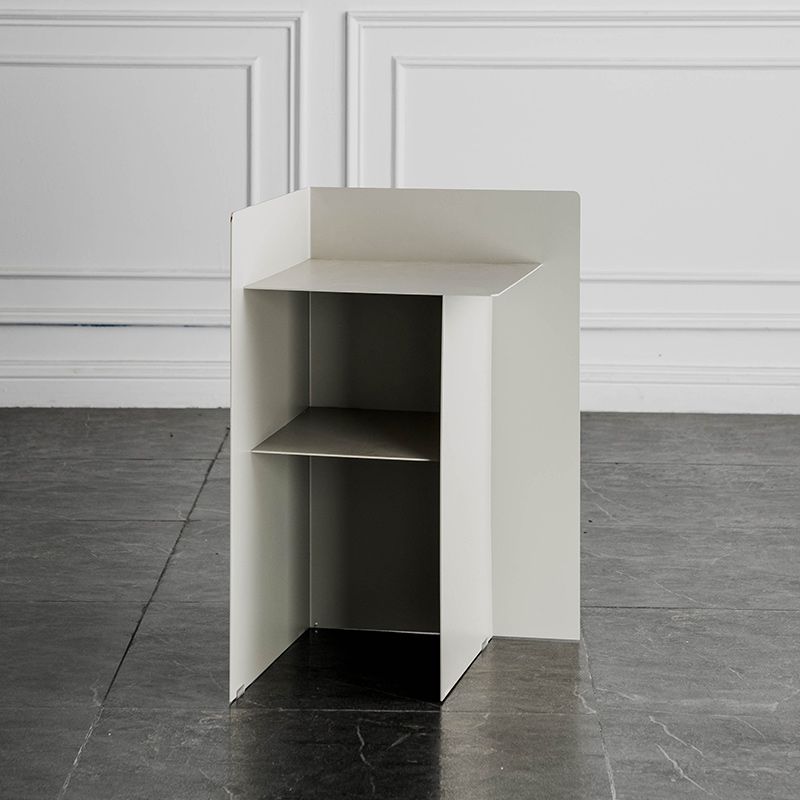 Metal Abstract End Table Mid-Century Corner Table with Shelf