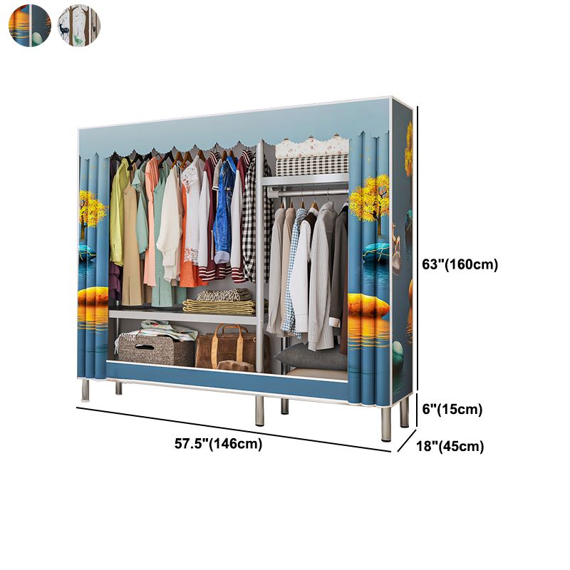 Contemporary Bedroom Wardrobe Metal Wardrobe Closet with Shelves