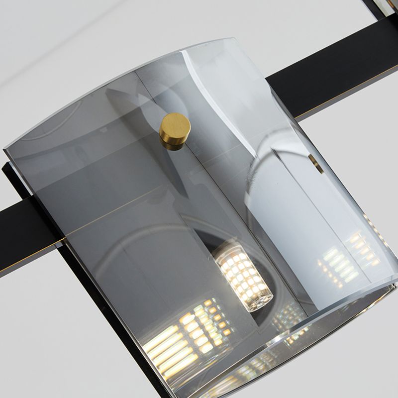 Modern Style Linear Shape Island Lights Glass Island Lighting in Black