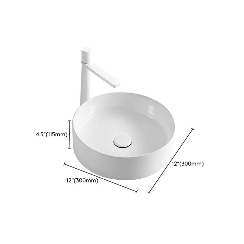 Modern Round Sink Ceramic Metal Undermount Bathroom Sink in White(Not Included Faucet)