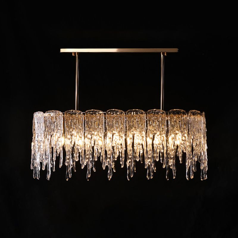 Icicle Shaped Glass Island Chandelier Lights Modern Living Room Hanging Pendant Lights