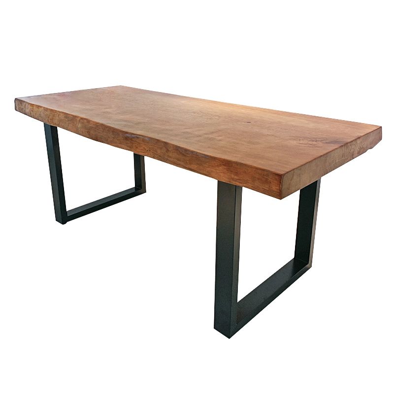 Metal Industrial Rectangle Indoor Table Solid Wood Top Table with Sled Base