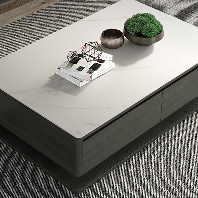 16"H Contemporary Coffee Table Slate Rectangle Single Cocktail Table