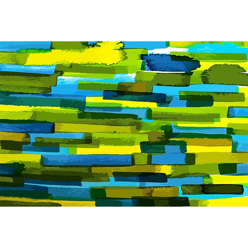 Modern Living Room Rug in Green Abstract Print Rug Polyester Anti-Slip Backing Area Rug