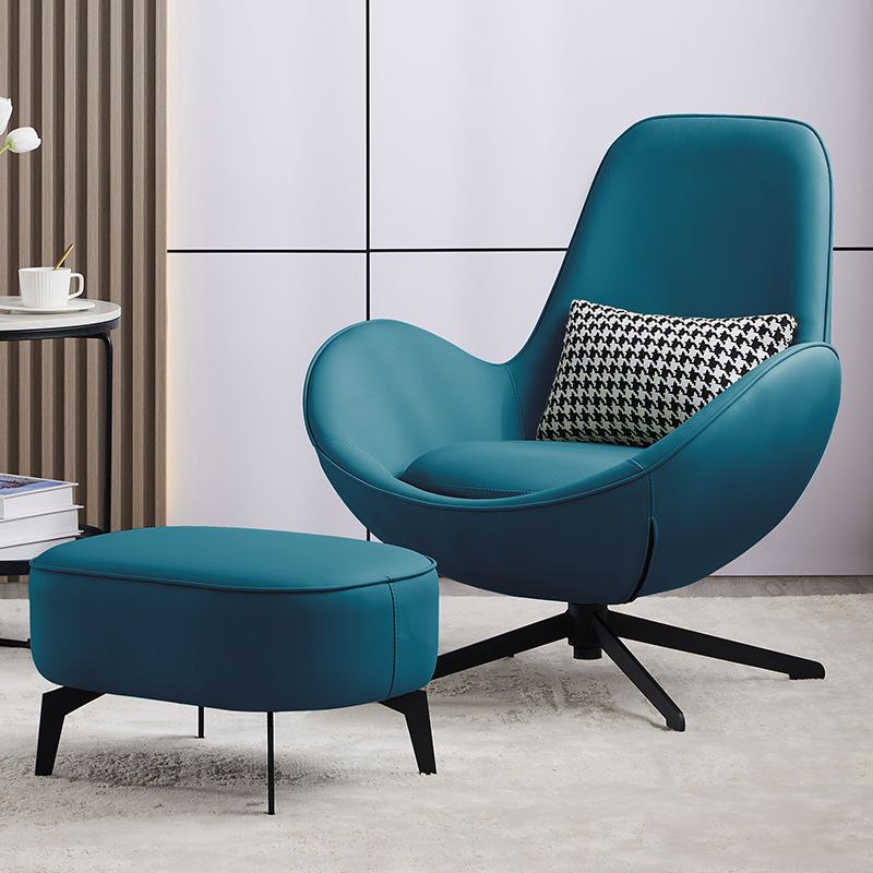 Fixed Back Lounge Chair Water Resistant Ottoman Set with Metal Legs