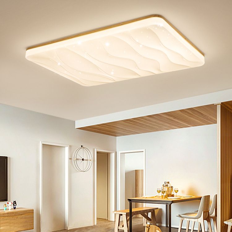 Modern LED Ceiling Mount Light Wooden Ceiling Lamp with Acrylic Shade for Bedroom