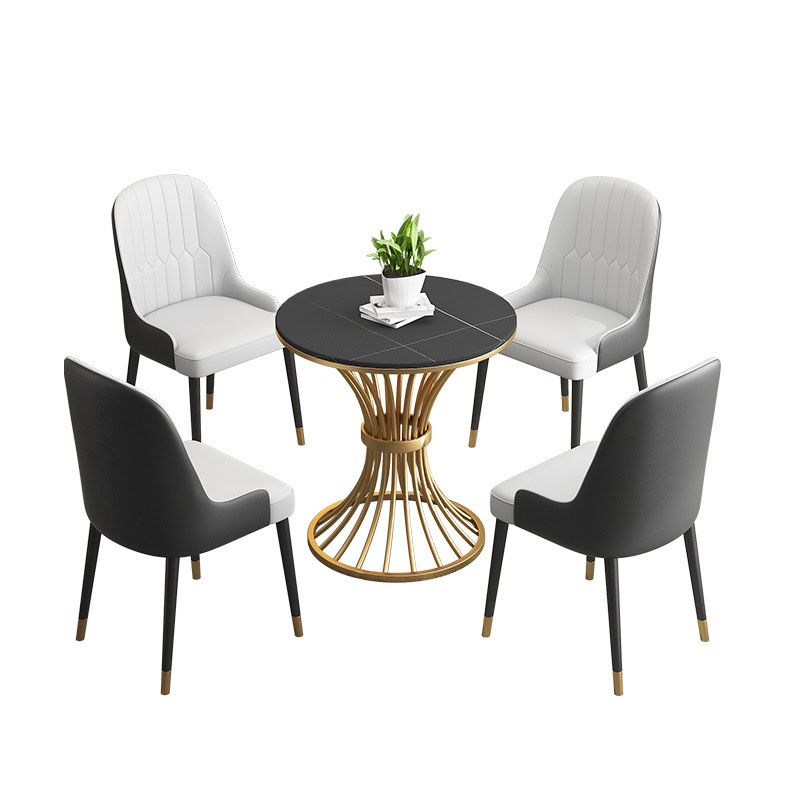 Glam Style 1/3/4/5 Pieces Dining Set Round Sintered Stone Dining Table Set