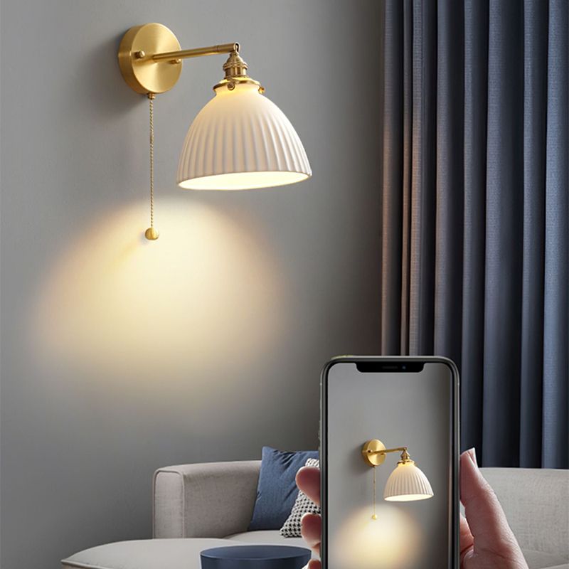 Nordic Style Wall Light Geometry Shape Wall Lamp with Ceramics Shade for Bedroom