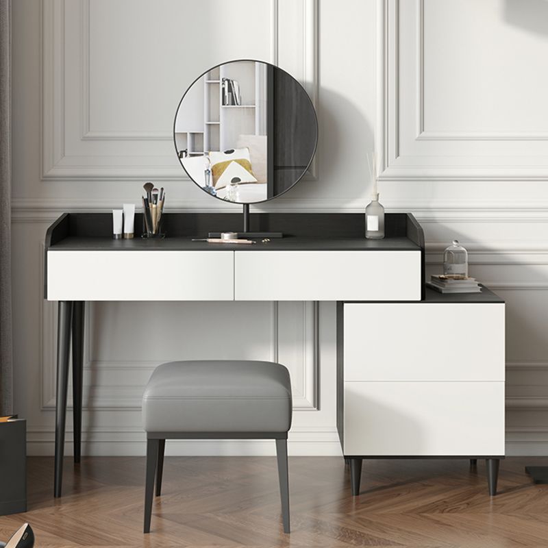 Black Stone Top Vanity Table Set Modern Simple Drawers in Included Makeup Dressing Table