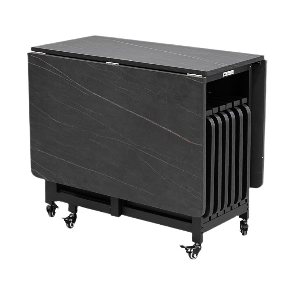 Modern 1/2/5/7 Pieces Foldable Dinette Set Black Wood Dining Table Set for Kitchen