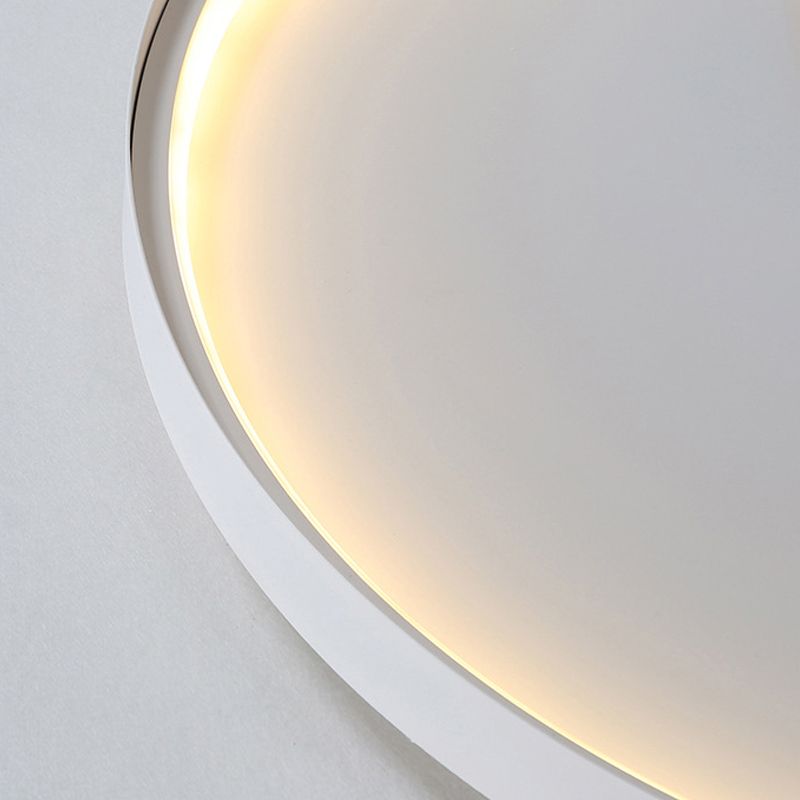 Disk Metal Ceiling Light Mounted Fixture Minimalist White/Black 12"/16"/19.5" Wide LED Flush Light, Natural Light/Remote Control Stepless Dimming