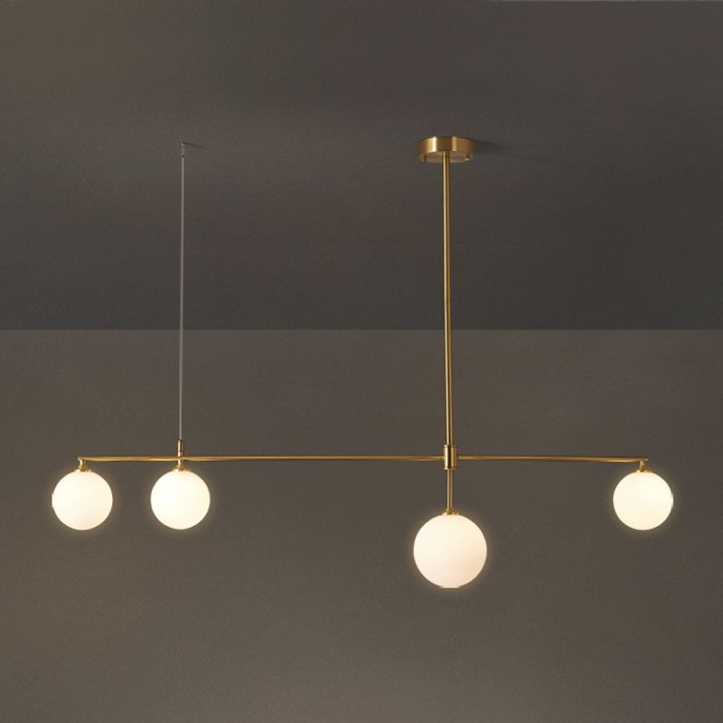 Copper Modern Island Lighting Glass Chandelier Light Fixture for Dining Room