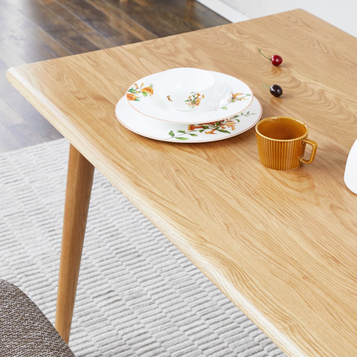 Solid Wood Industrial Dining Table Rectangle Standard Dining Table for Kitchen