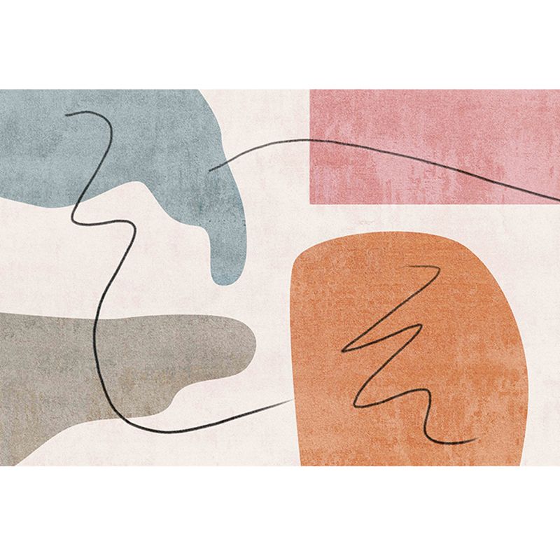 Nordic Random Pattern Rug Multicolor Polyester Area Carpet Non-Slip Backing Rug for Living Room