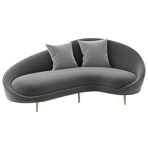 Solid Color Curved Loveseat Stain Resistant Sloped Arms Sofa