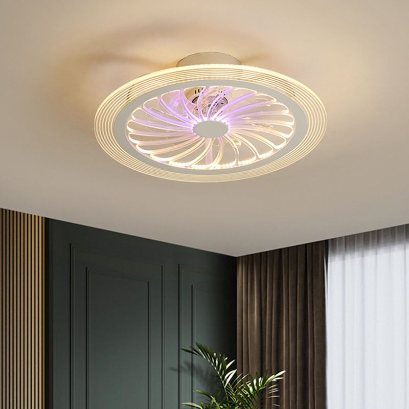 Luz moderna del ventilador de techo LED con sombra acrílica transparente de iluminación de montaje en semi rascijada circular, de 20 pulgadas de ancho