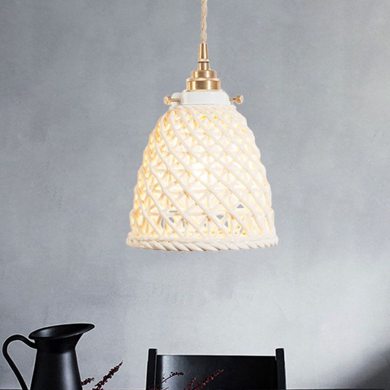 Contemporary Ceiling Pendant Light Dome Basket One Bulb Ceramics Hanging Light for Gallery