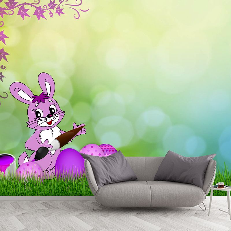 Modern Illustration Mural Wallpaper Cartoon Animals Sitting Room Wall Mural