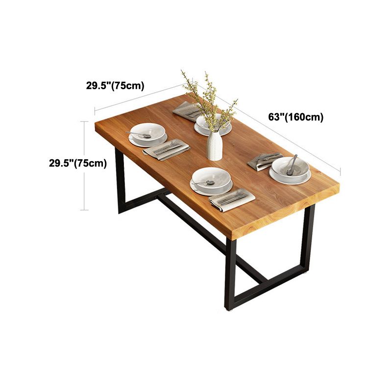 Industrial Rectangle Solid Wood Table Standard Height Dining Table with Trestle Base