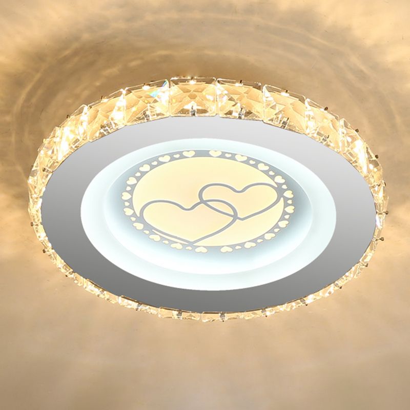 Circle Shaped LED Flush Mount Modern Crystal Stainless-Steel Flushmount Ceiling Light