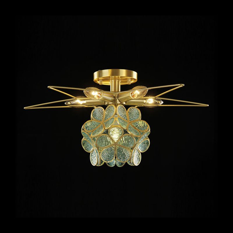 Star Metal Close to Ceiling Light Contemporary 1 Light Pink/White/Blue Semi-Flush Mount Lighting