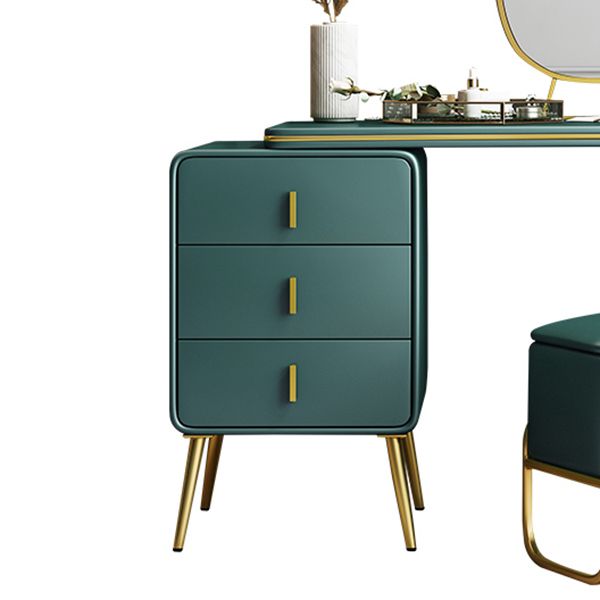 Vanity Faux Leather Makeup Dressing Table with Mirror and Stool Set