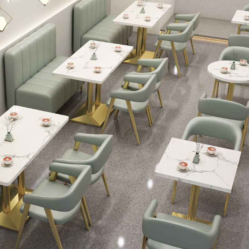 Upholstered Dining Chair Glam Open Back Dining Chair with Metal Legs