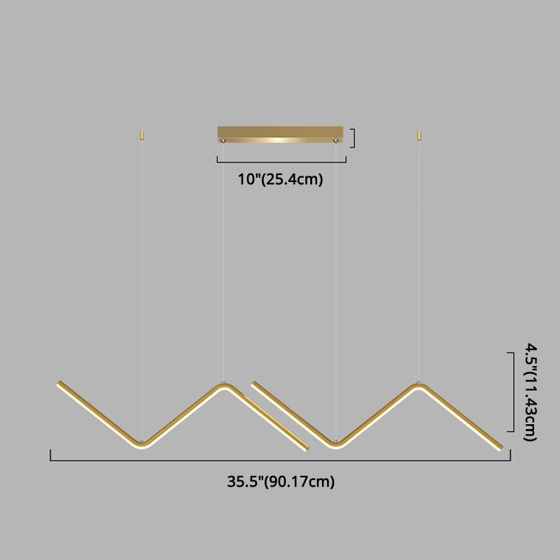 Zigzag Pendant Lighting Fixture Contemporary Style LED Metal Suspended Lighting Fixture