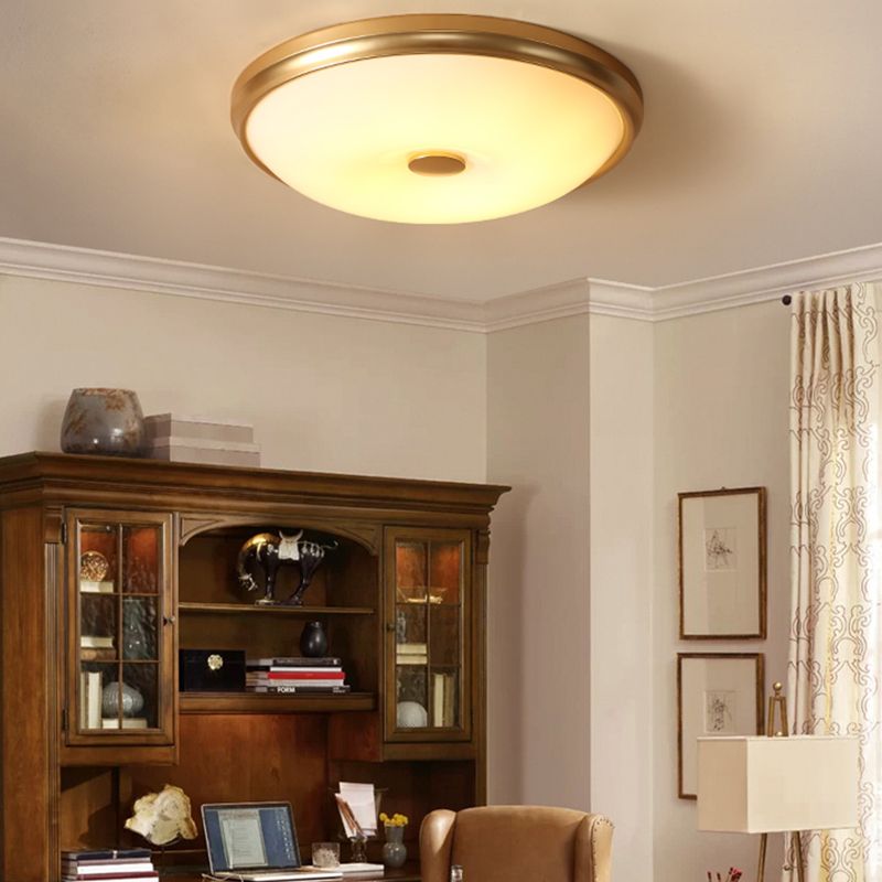American Rustic Style Ceiling Light White Glass Dining Room Flush Mount Ceiling Lamp