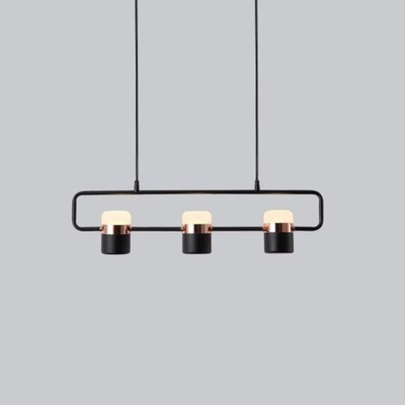 Modern Cylinder Island Light Fixture Multi-Head Restaurant Hanging Lamp with Acrylic Shade