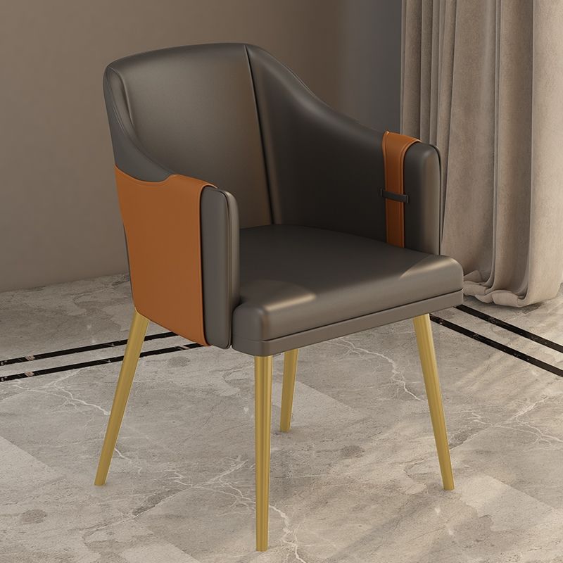Glam Style Dining Chair Upholstered Faux Leather Dining Arm Chair
