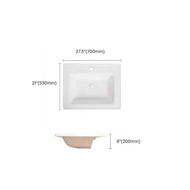Modern Drop-in Bathroom Sink Porcelain Left Basin Bathroom Sink(Not Included Faucet)
