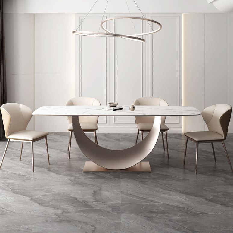 Modern Sintered Stone Top Dining Set Rectangle 1/4/5/6 Pieces Dining Room Table Set