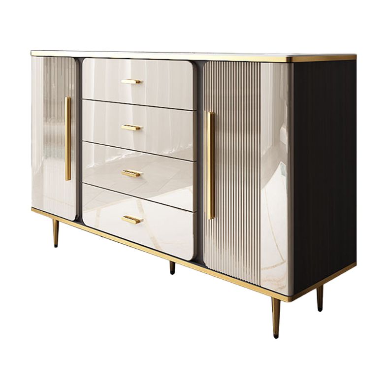 Glam Combo Dresser Wood Storage Chest Dresser with Metal Feet for Bedroom