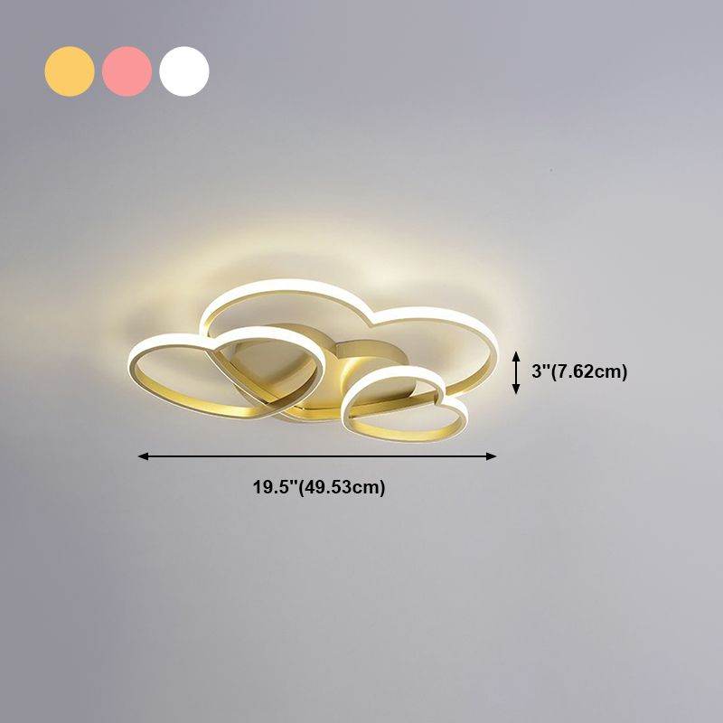 Hedendaagse Hart Flush Licht Metaal 3 Lichten Flush Mount Plafond Fixture