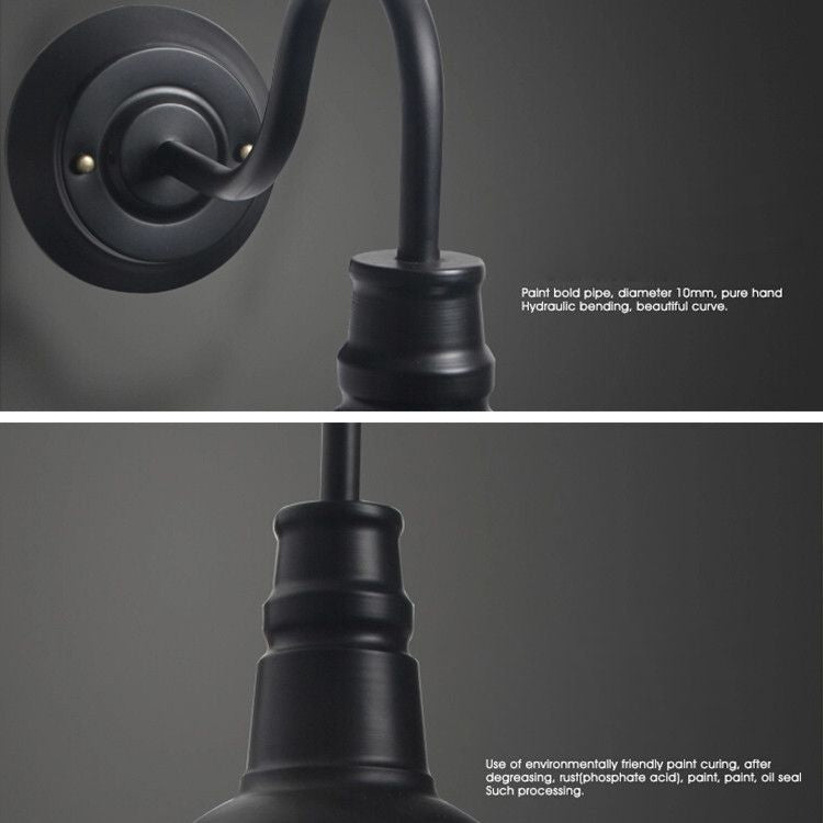 Retro Industrial Style Wall Sconce with Dome Shade Metal Gooseneck Arm Wall Light for Restaurant