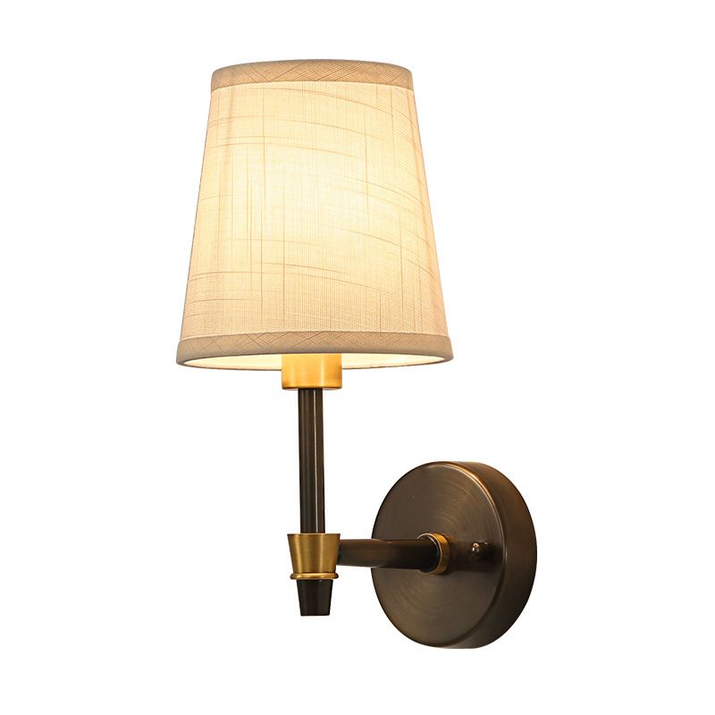 Lampe à lecture de lumière unique lampe à paroi conique traditionnelle en tissu applicable Lumière en blanc pour l'étude