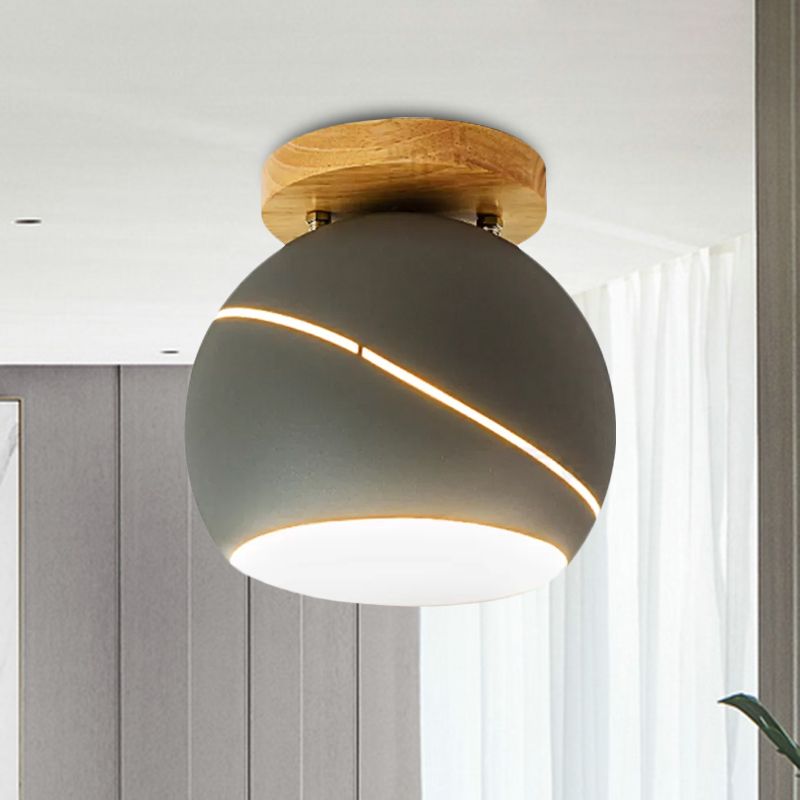 Green/Pink/Gray Spherical Flush Mount Light Fixture Contemporary Metal 1 Head Indoor Ceiling Mounted Light