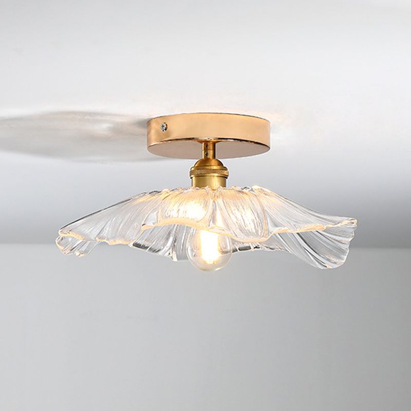 Wavy Shape Flush Mount Modern Style Glass 1 Light Flush Ceiling Light in Clear