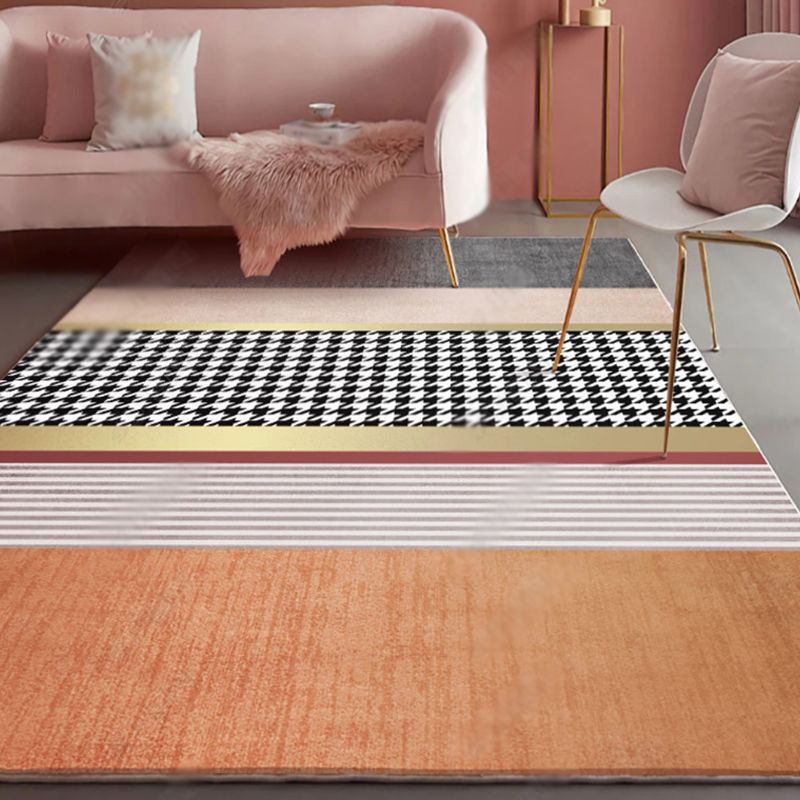 Atrovirens Modern Rug Polyester Color Block Rug Stain Resistant Rug for Living Room