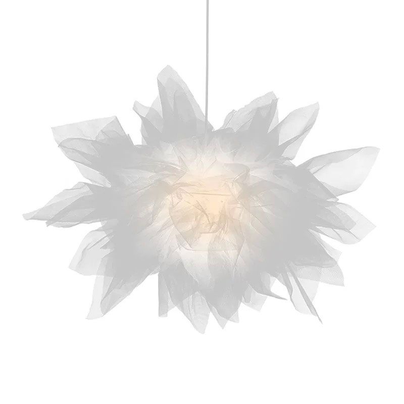 Floral Tulle Hanging Light Fixture Nordic 1-Light White Pendant Lamp for Living Room