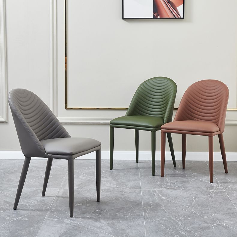 Sillas laterales sólidas sin brazos de diseño contemporáneo, sillas de comedor de cuero para el hogar