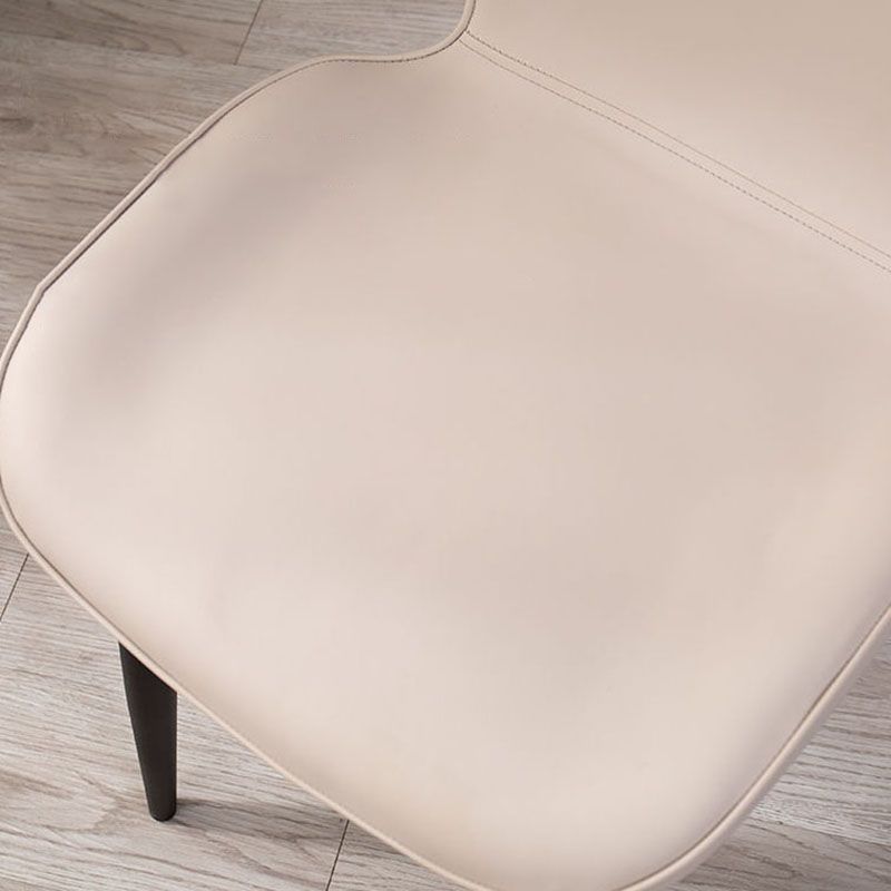 Silla moderna con respaldo sólido, sillas sin brazos con patas de metal para cocina