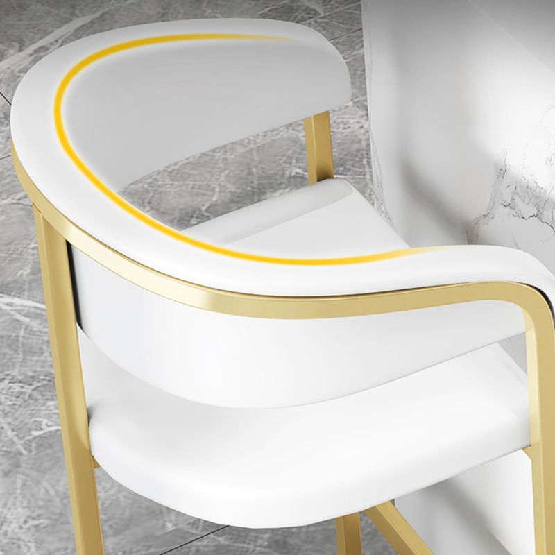 Glam Armrest Backrest Counter Stool Iron Bar Stool with Leather Cushion and Pedal