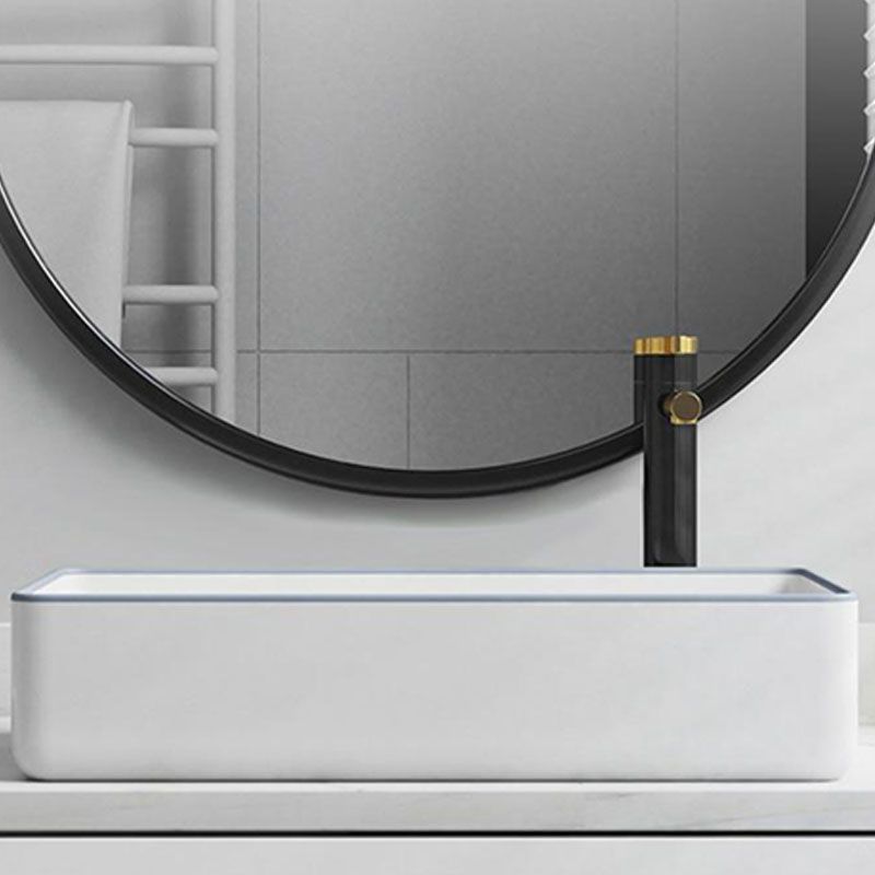 Bathroom Sink Ceramic Rectangular Faucet Single Rod Handle Sink