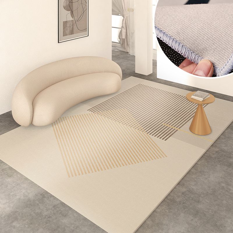 Modern Living Room Rug Color Block Polyester Area Carpet Non-Slip Backing Area Rug